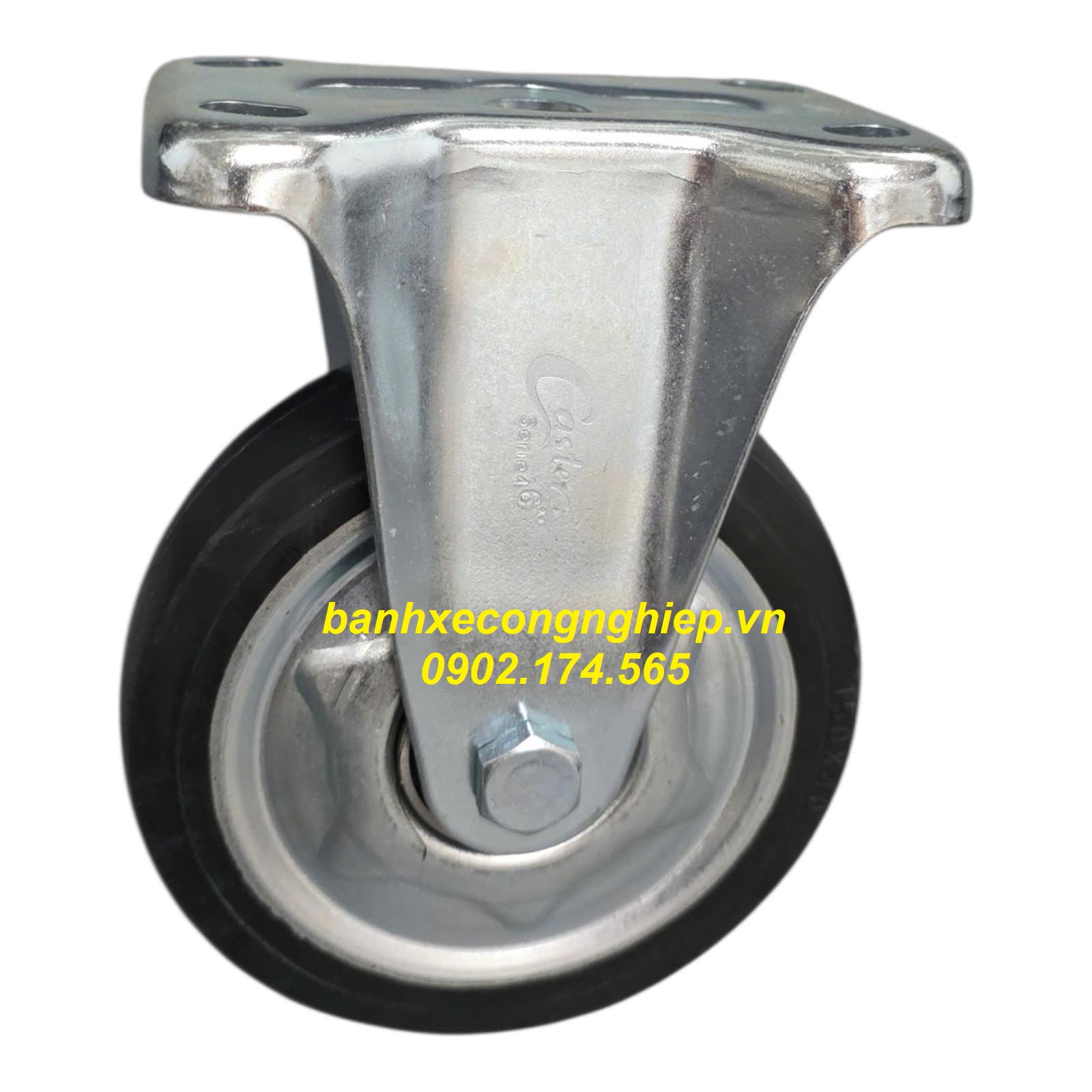 Bánh xe Cao su Nhật Bản 150mm càng thép cố định Caster Serie 4