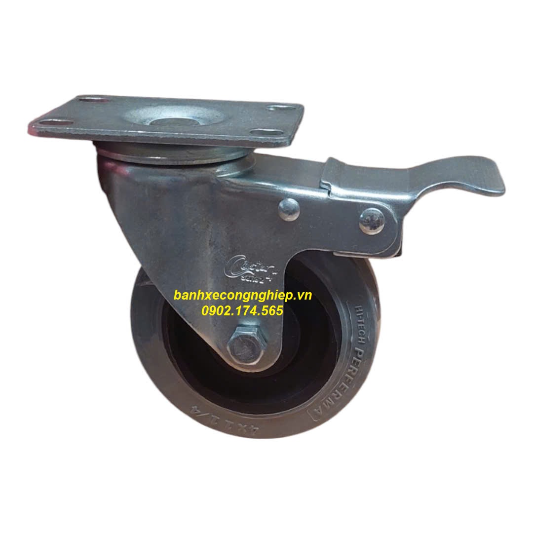 Bánh xe cao su chống tĩnh điện Hi-tech Perferma 100x32 càng xoay khóa Caster Serie 2 tiêu chuẩn USA
