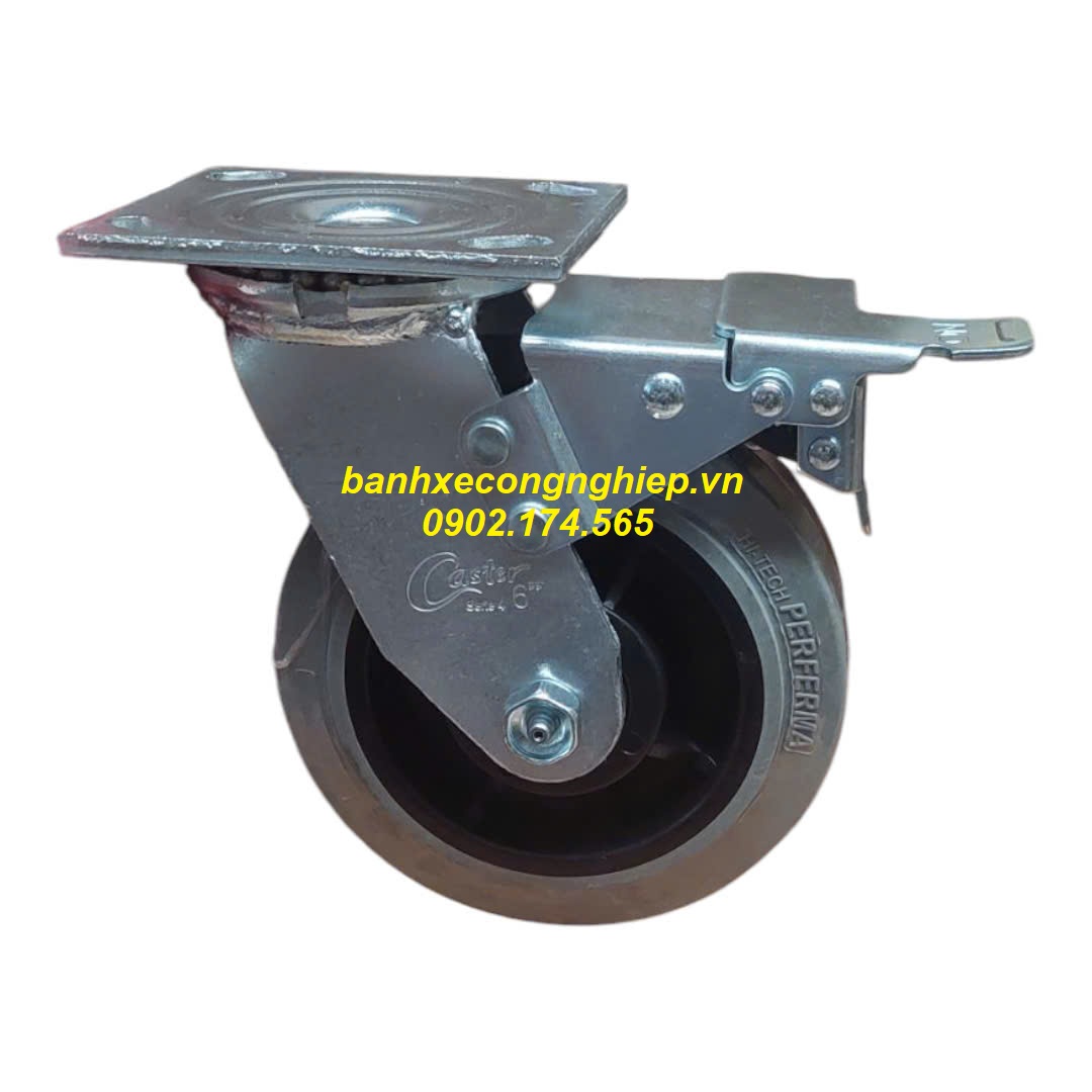 Bánh xe cao su chống tĩnh điện Hi-tech Perferma 150x50 càng xoay khóa kép Caster Serie 4 tiêu chuẩn USA