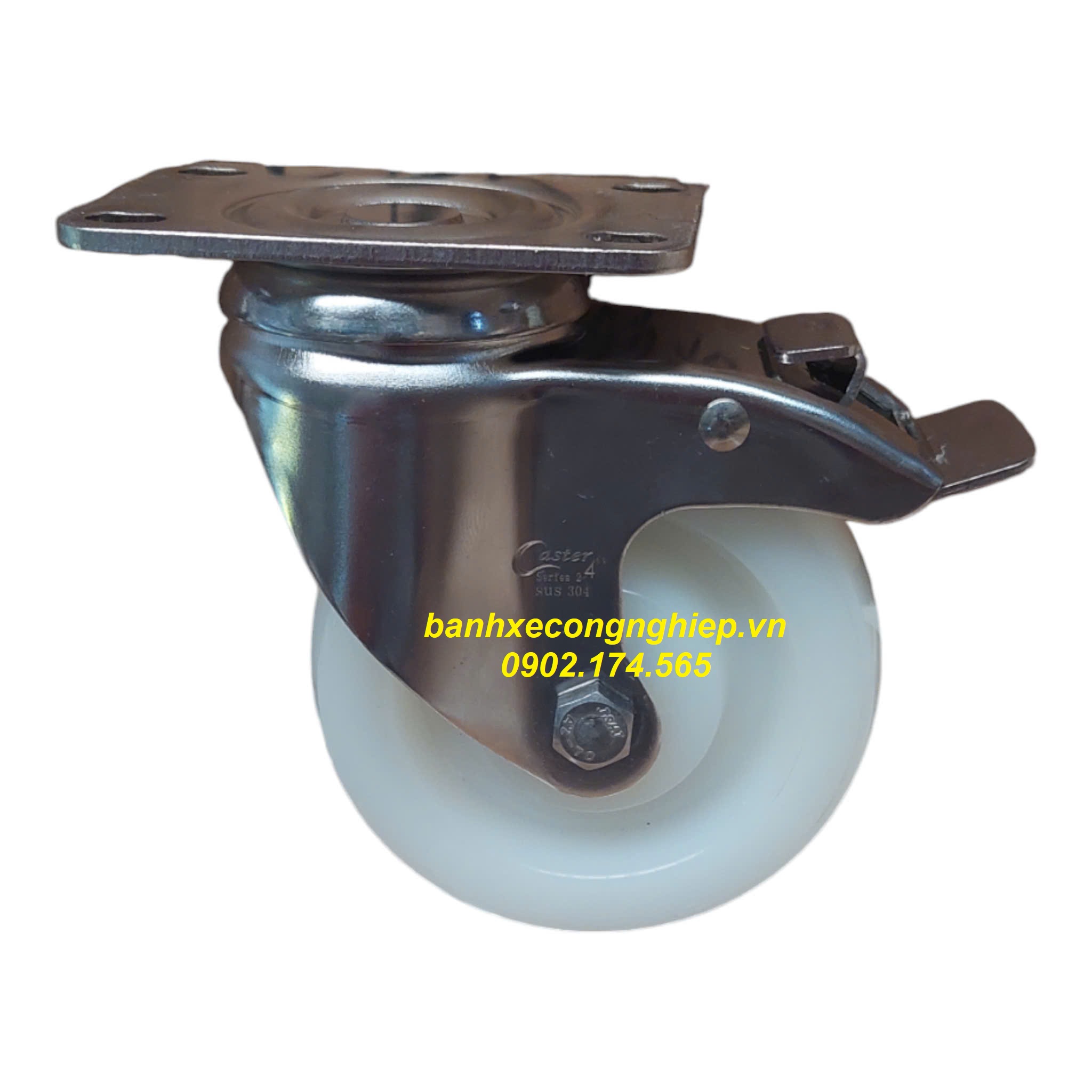 Bánh xe PA101x33 càng inox 304 xoay khóa Caster Serie 2 tiêu chuẩn USA