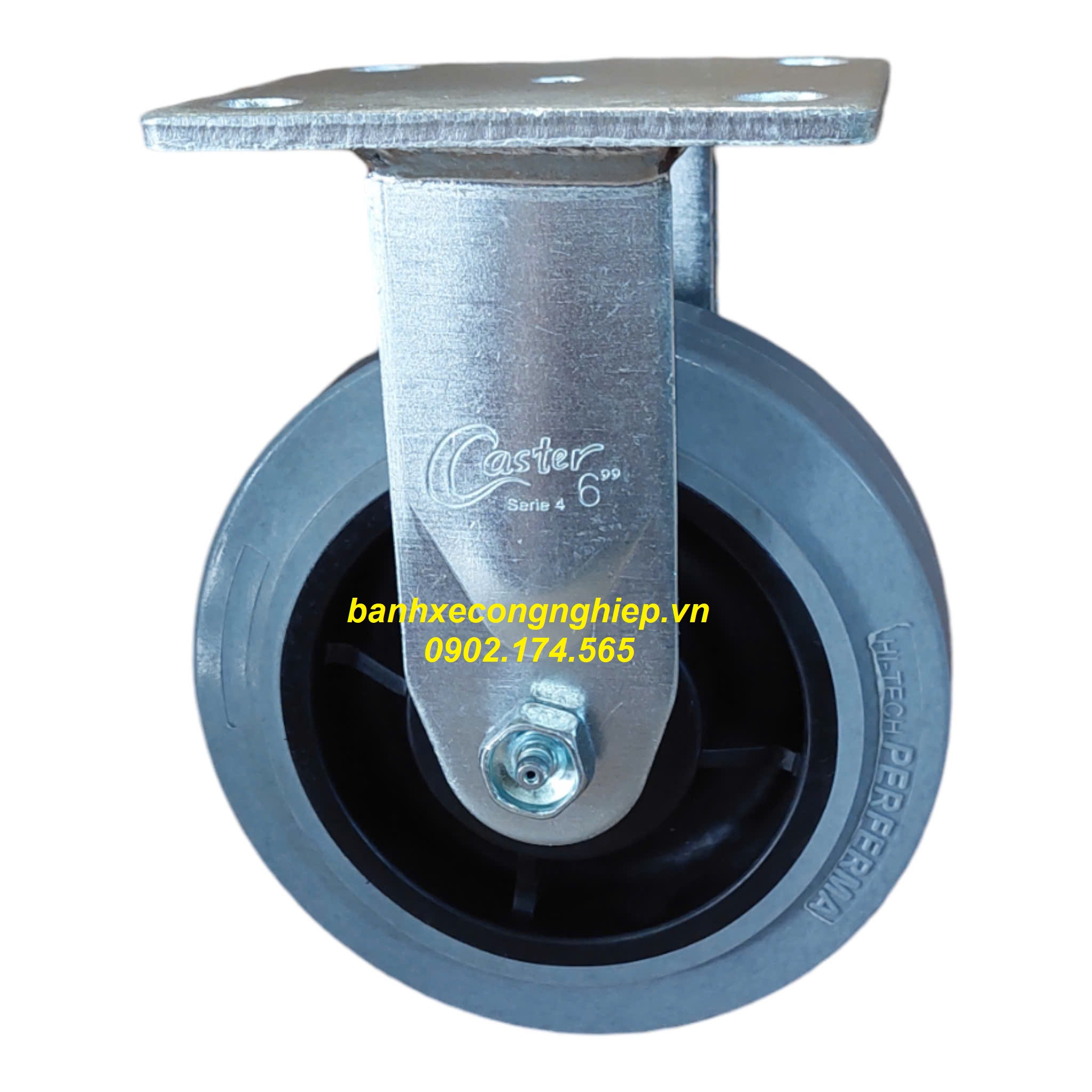 Bánh xe cao su chống tĩnh điện Hi-tech Perferma 150x50 càng cố định Caster Serie 4 tiêu chuẩn USA