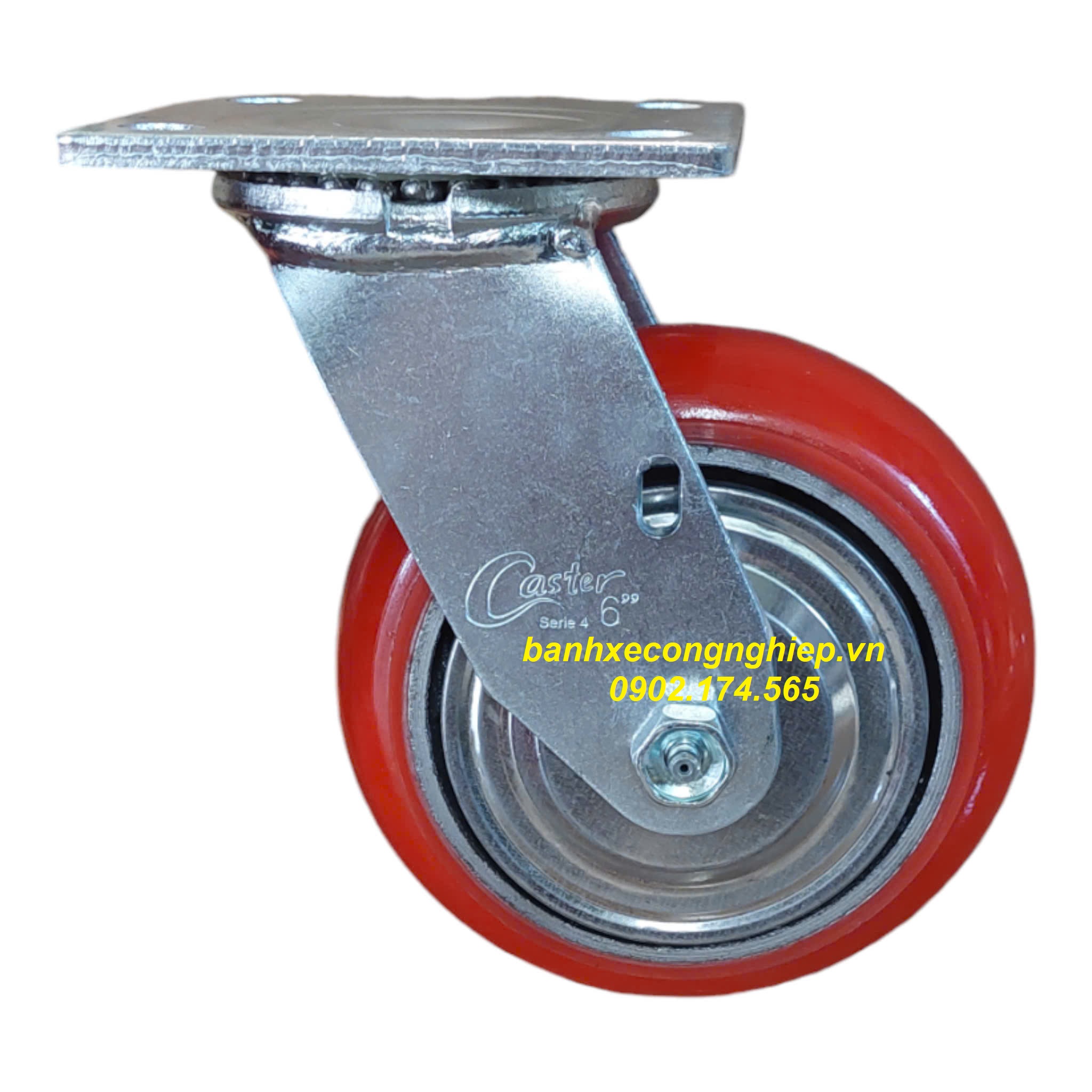 Bánh xe Korea PU 150x48 càng thép xoay Caster Serie 4