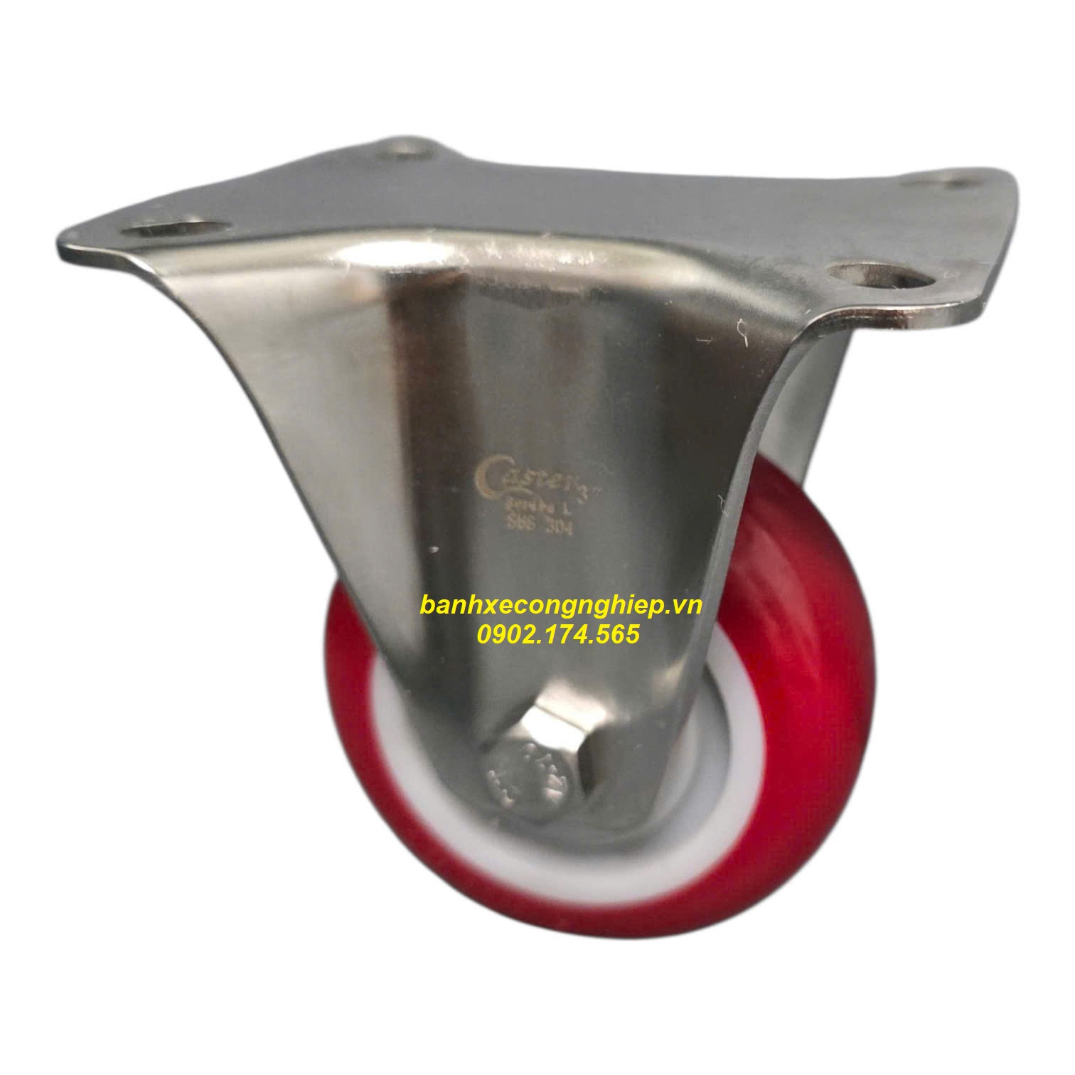 Bánh xe PU75x32 càng inox 304 cố định Caster Serie 2 tiêu chuẩn EU