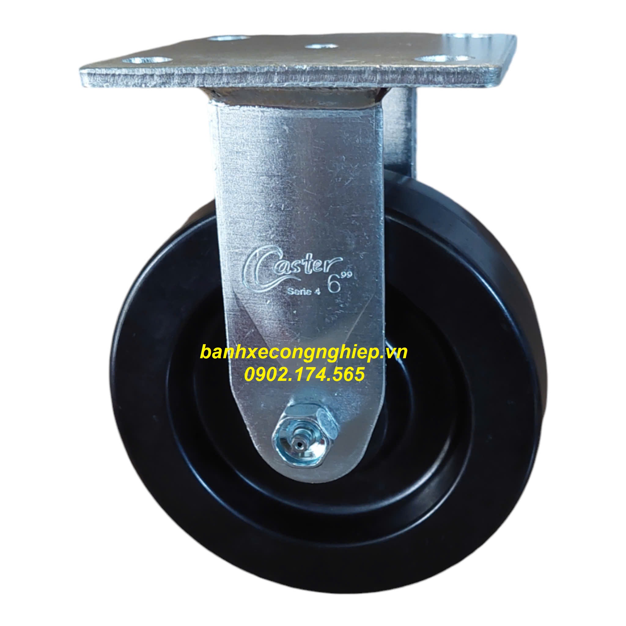 Bánh xe chịu nhiệt Phenolic 150x50 càng thép cố định Caster Serie 4 tiêu chuẩn USA