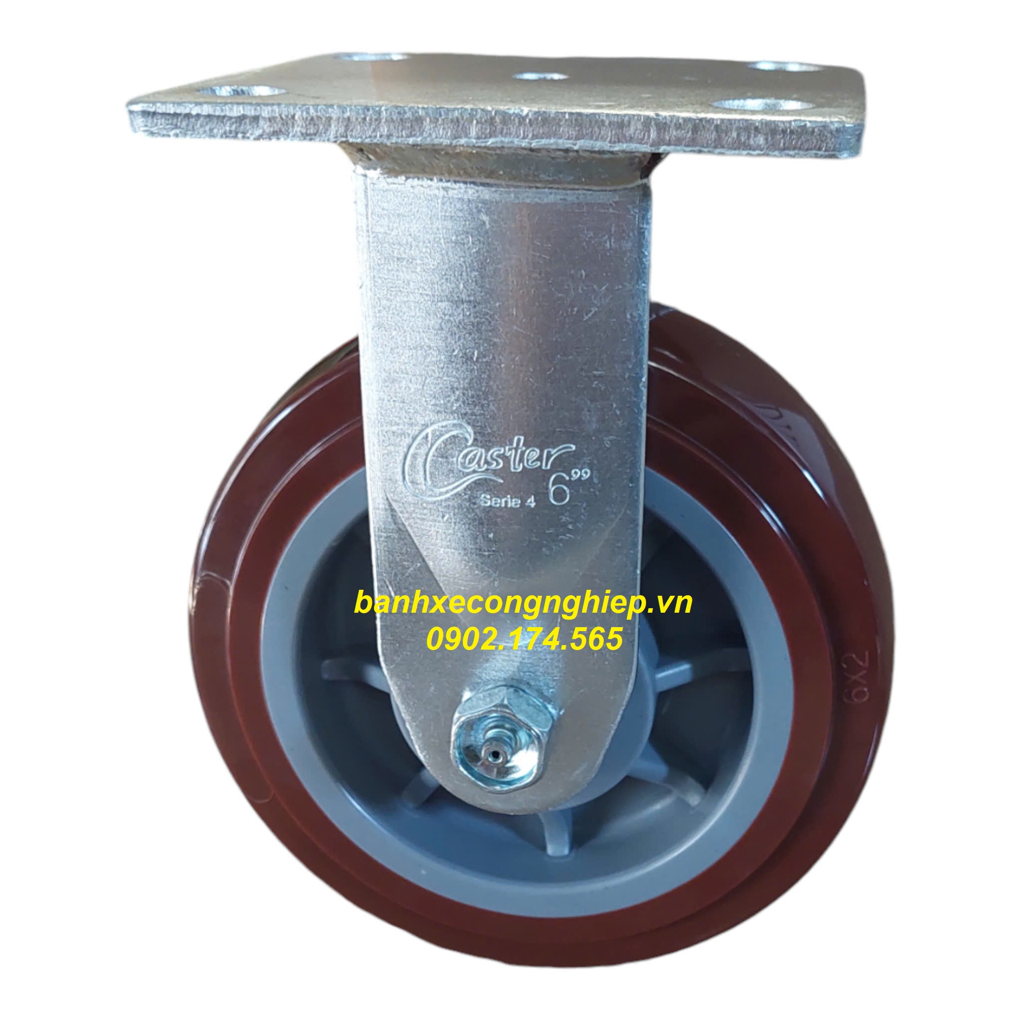 Bánh xe PU Hi-tech 150x50 càng thép cố định Caster Serie 4 tiêu chuẩn USA
