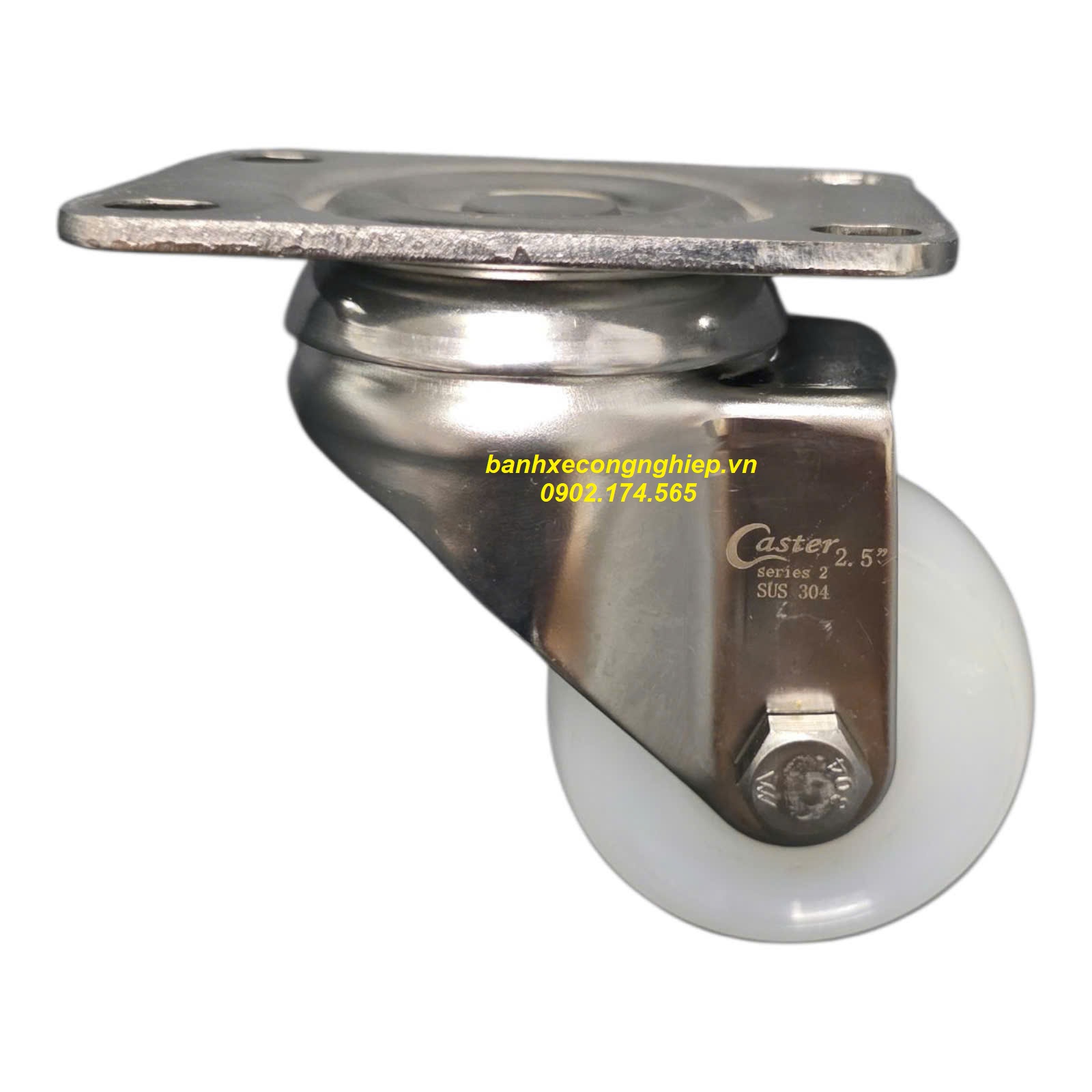 Bánh xe PA63.5x32 càng inox 304 xoay Caster Serie 2 tiêu chuẩn USA