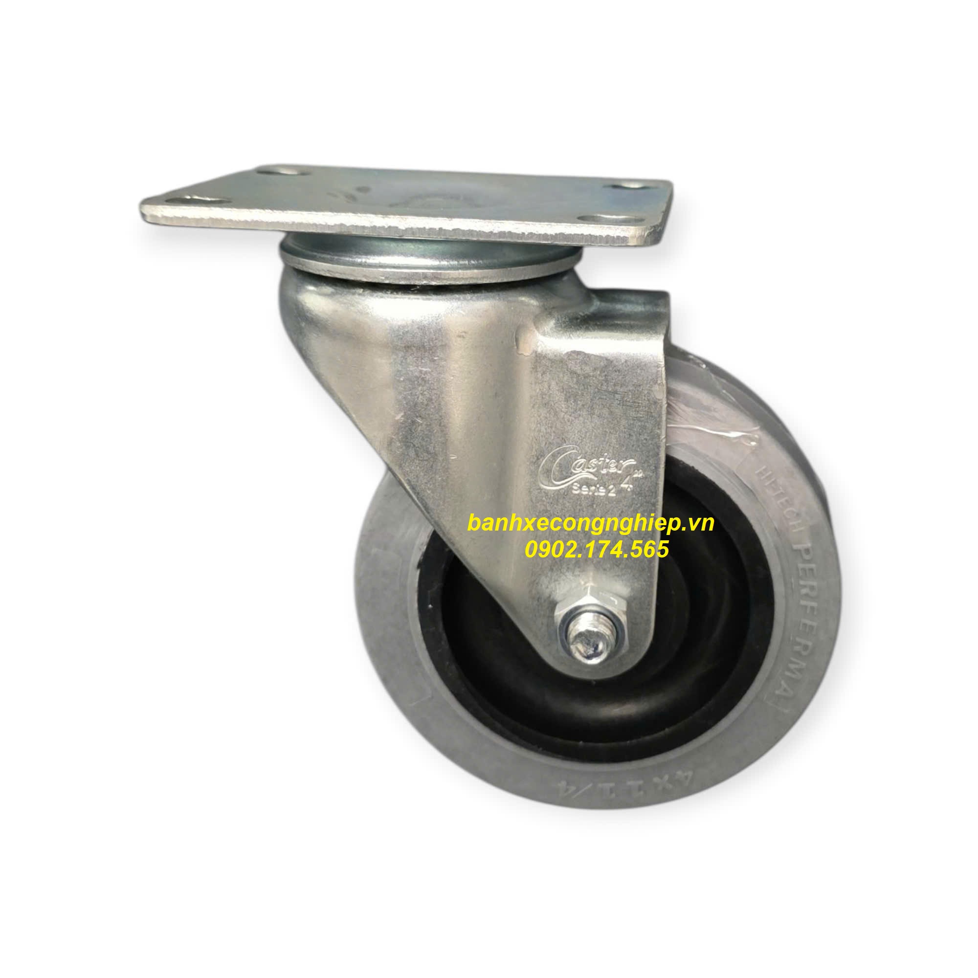 Bánh xe cao su chống tĩnh điện Hi-tech Perferma 100x32 càng xoay Caster Serie 2 tiêu chuẩn USA