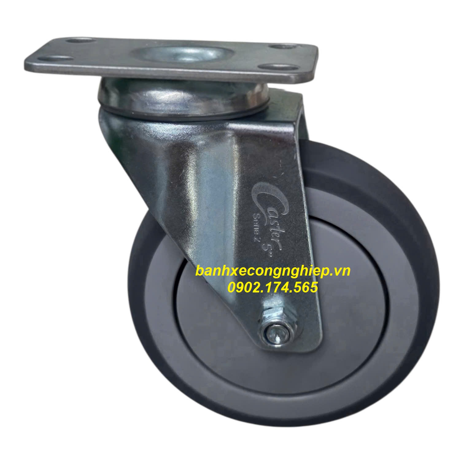 Bánh xe cao su tổng hợp TPR 125x32 càng thép xoay Caster Serie 2 tiêu chuẩn Korea dùng cho nhà hàng, khách sạn,bệnh viện, trường học...