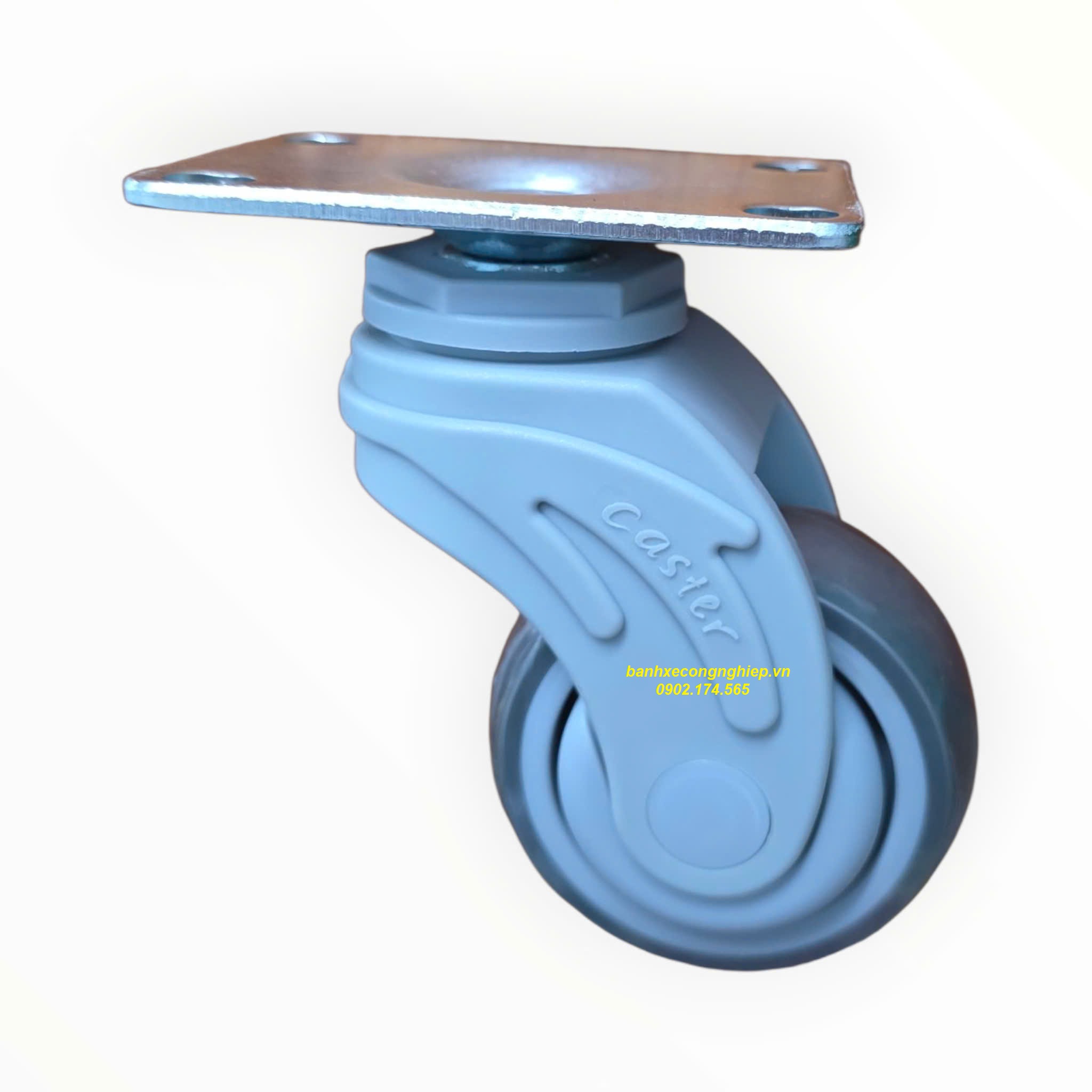 Bánh xe cao su xám TPR 75x32 càng nhựa Nylon xoay Caster Serie 2 tiêu chuẩn USA