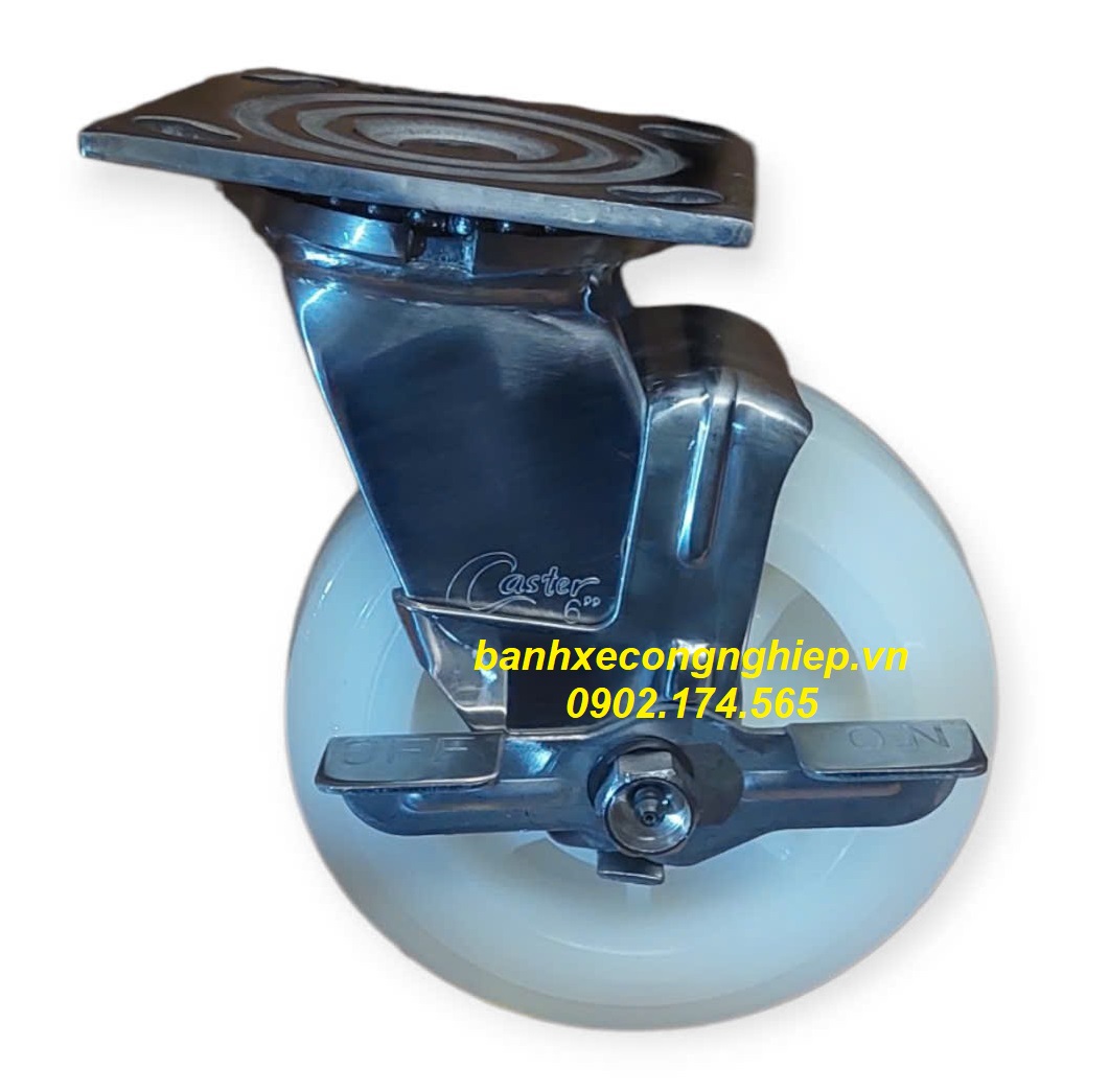 Bánh xe PA150x51 càng inox 304 xoay khóa hông Caster Serie 4 tiêu chuẩn USA