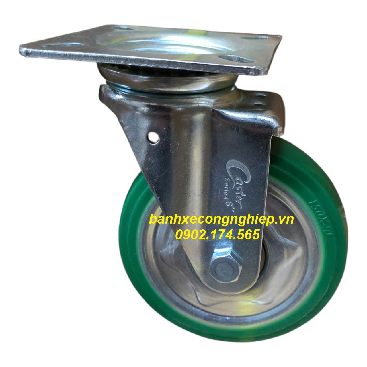 Bánh xe PU Nhật Bản 150mm càng thép xoay Caster Serie 4