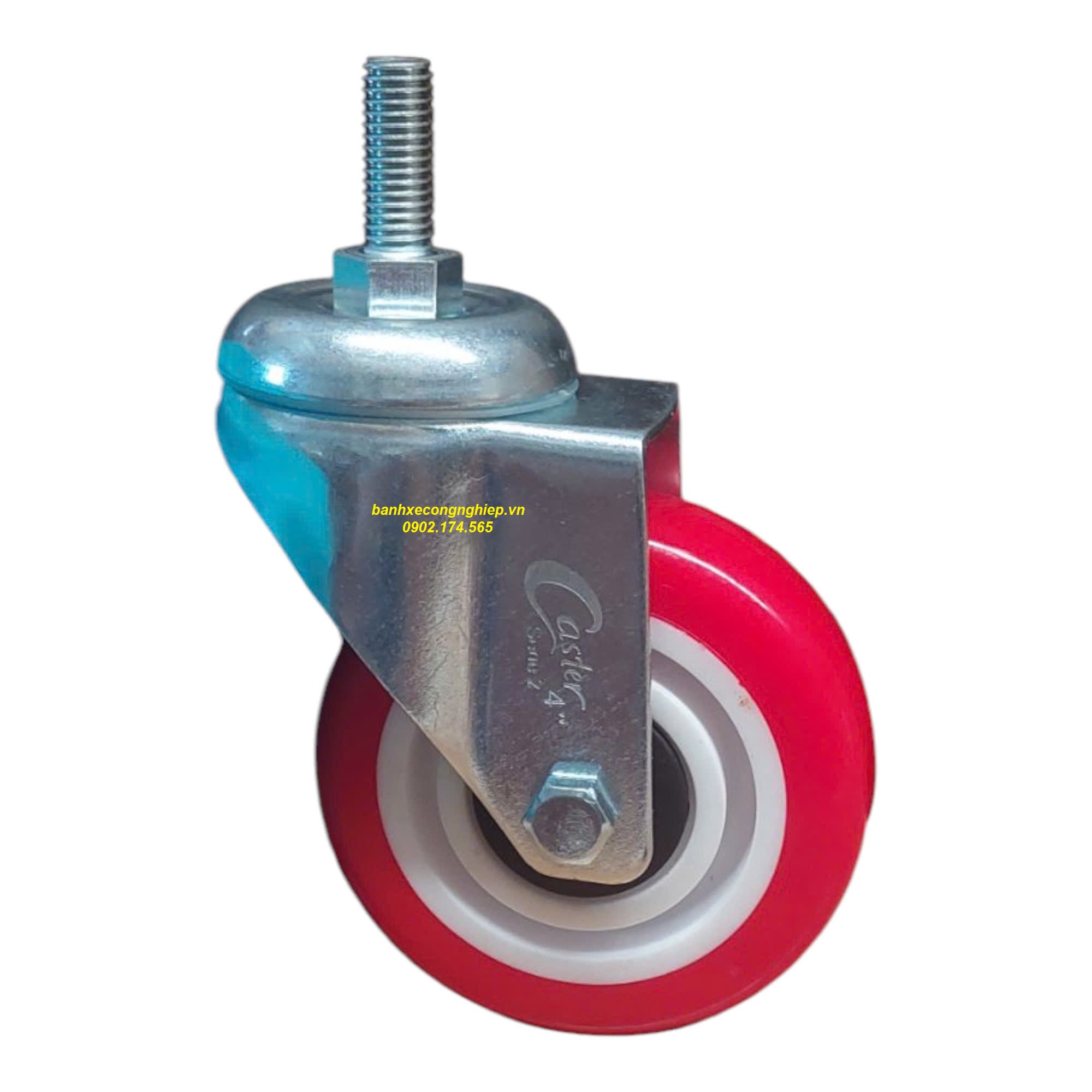 Bánh xe PU100x32 càng thép xoay M12 Caster Serie 2