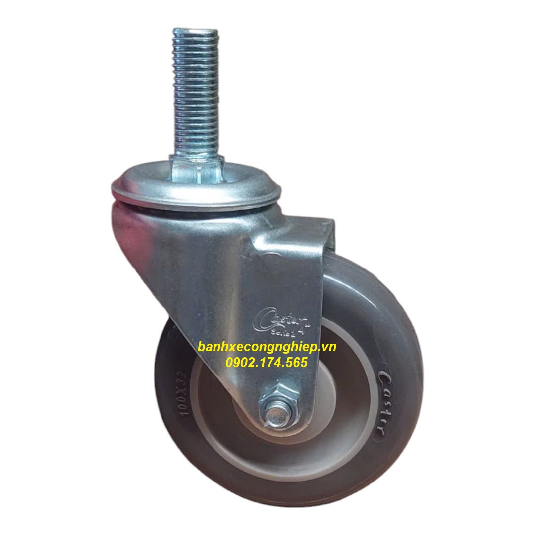 Bánh xe PU100x32 càng thép xoay M16x40 Caster tiêu chuẩn USA