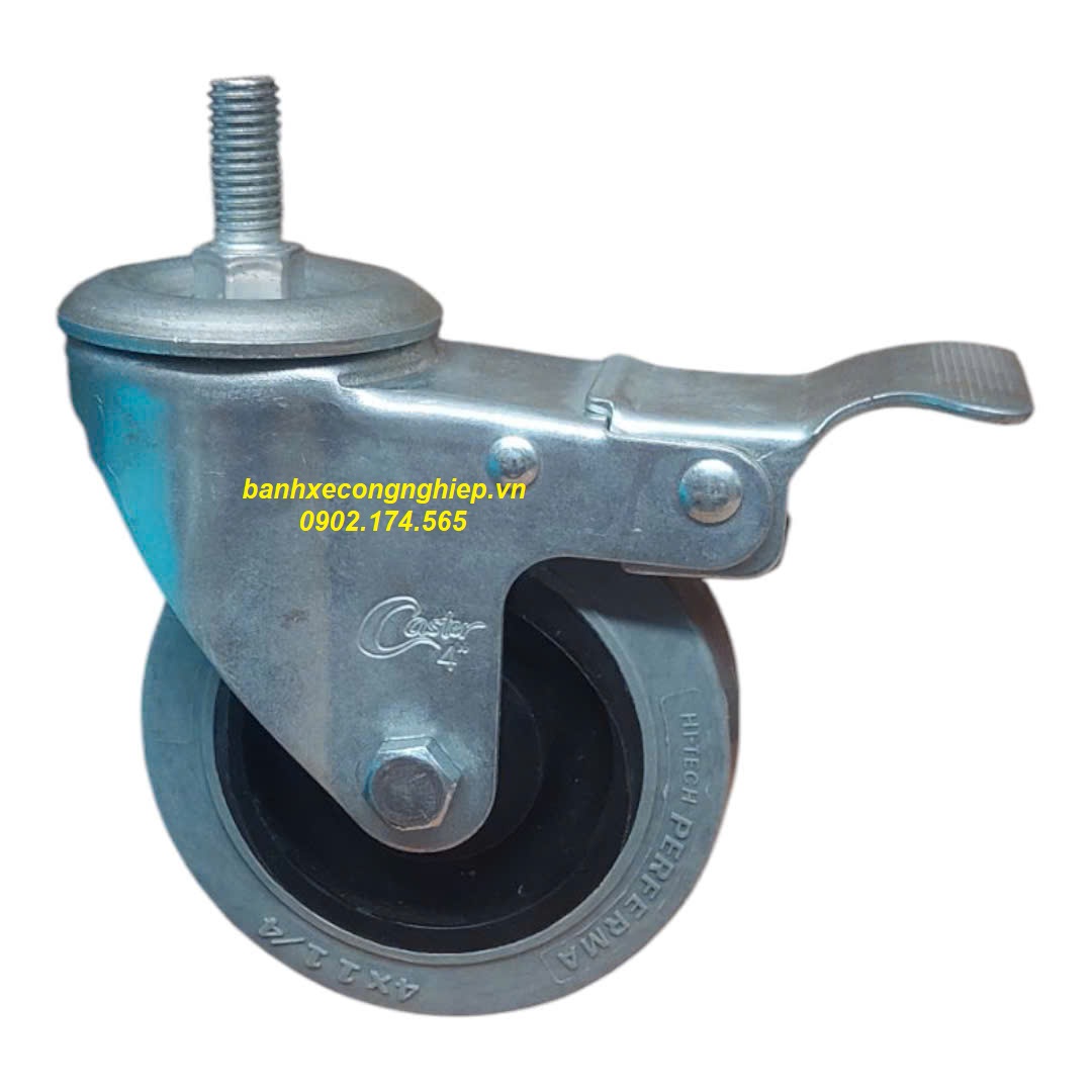 Bánh xe cao su chống tĩnh điện Hi-tech Perferma 100x32 càng xoay khóa M12 Caster Serie 2 tiêu chuẩn USA