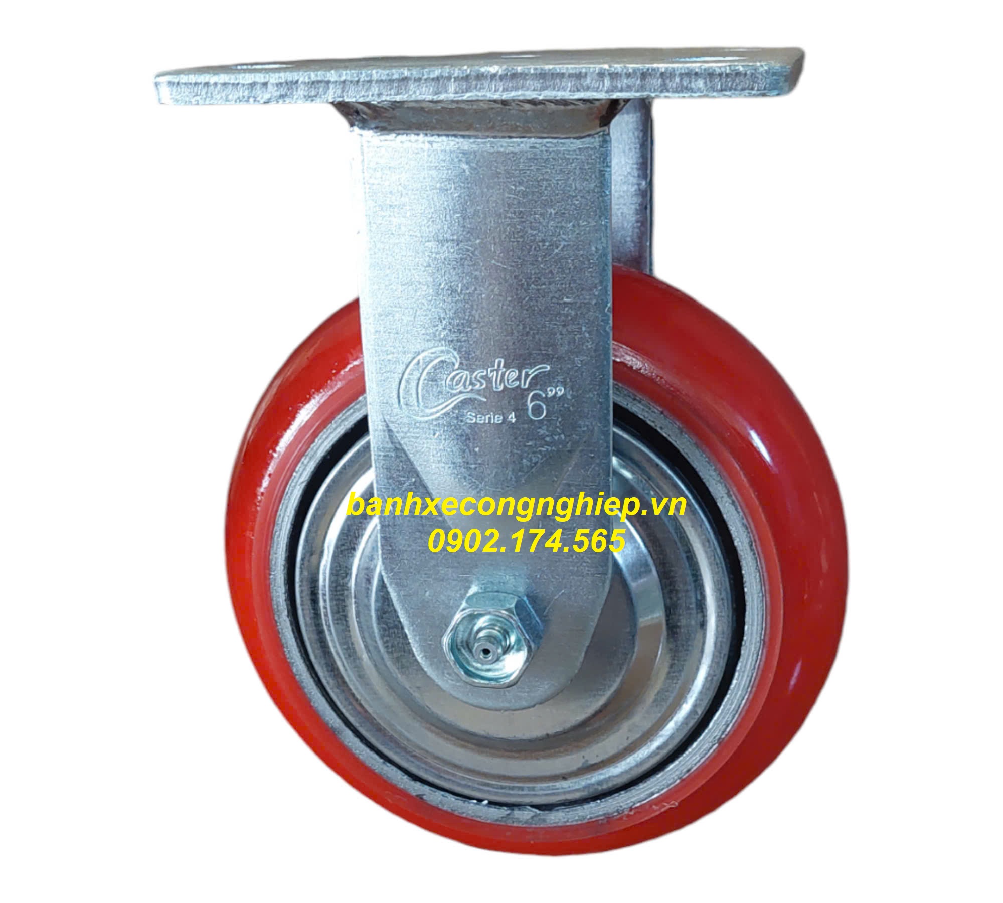 Bánh xe Korea PU 150x48 càng thép cố định Caster Serie 4