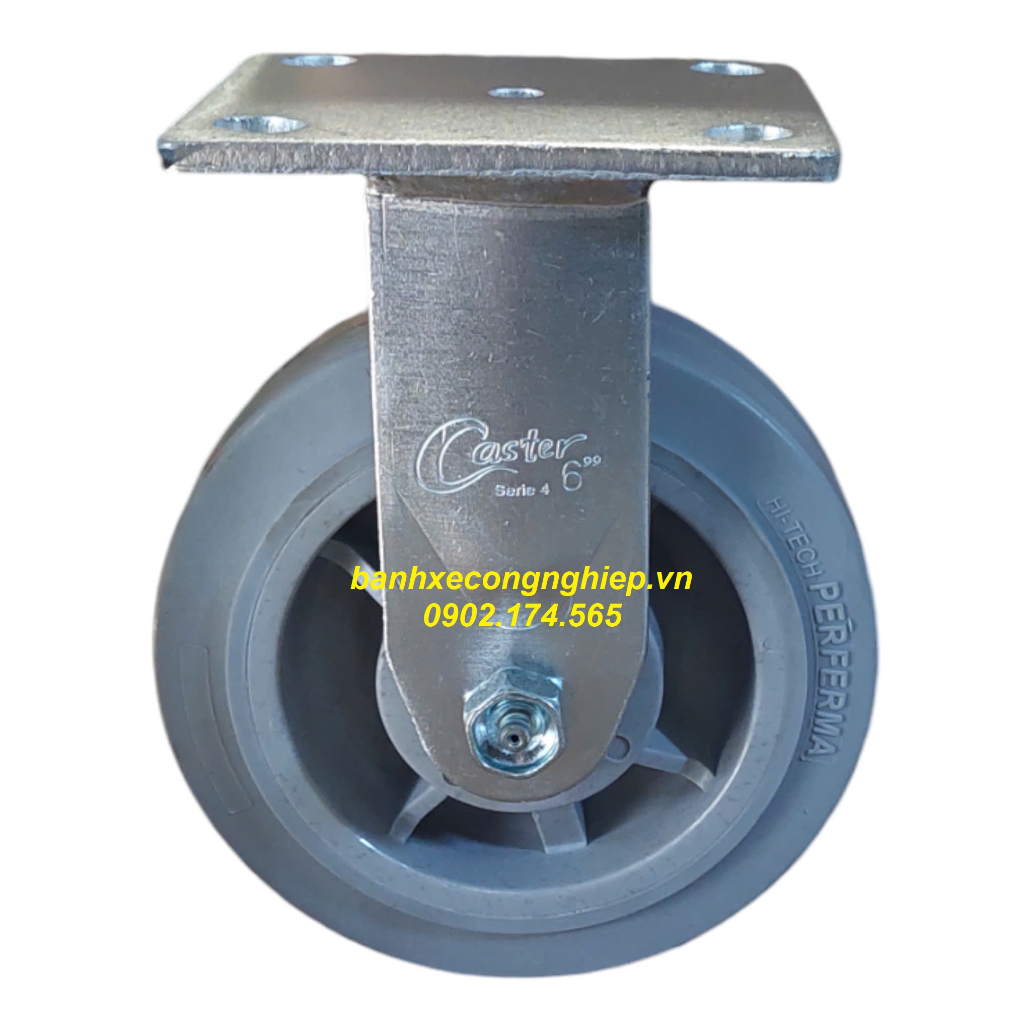 Bánh xe cao su Hi-tech Perferma 150x50 càng cố định Caster Serie 4 tiêu chuẩn USA