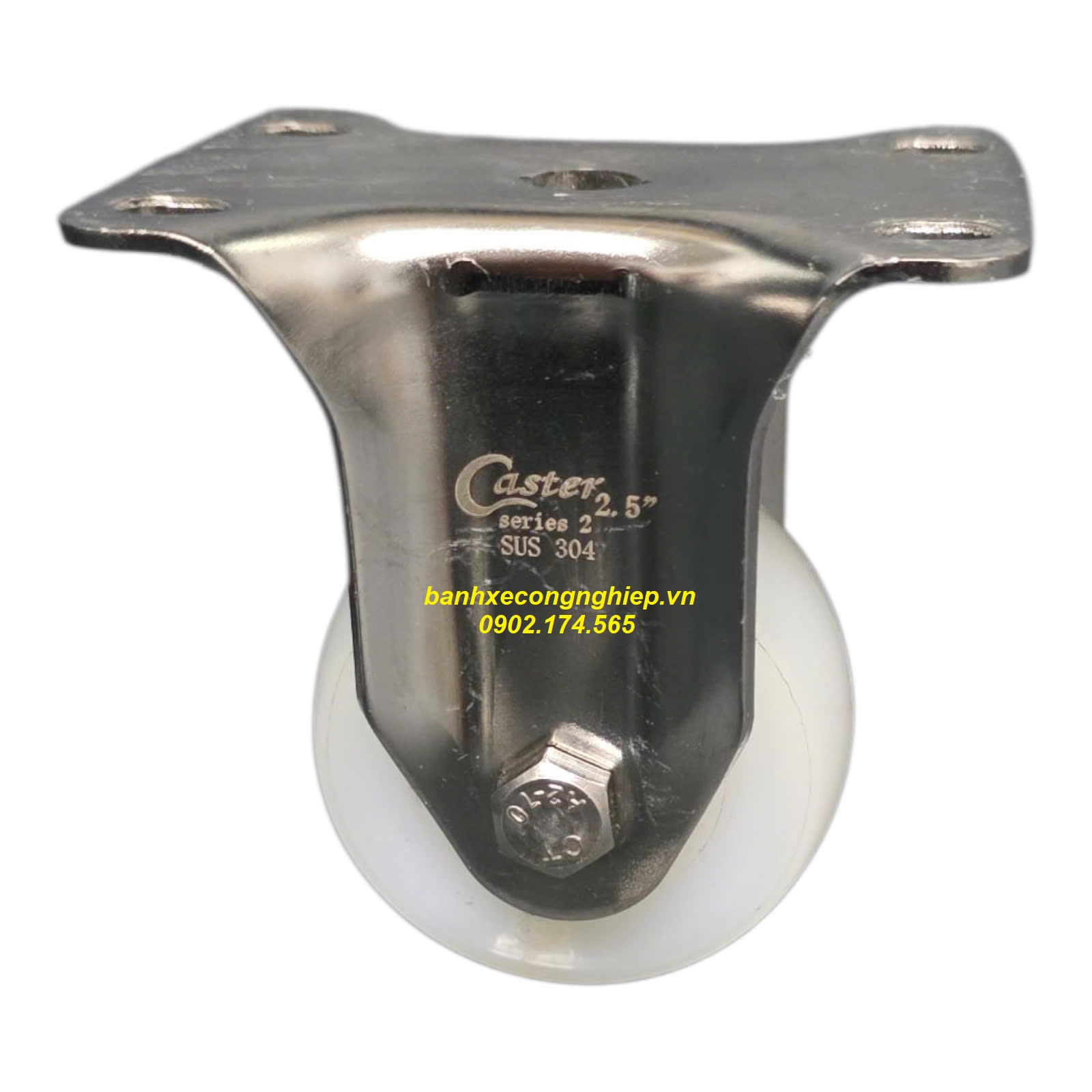 Bánh xe PA63.5x32 càng inox 304 cố định Caster Serie 2 tiêu chuẩn USA 