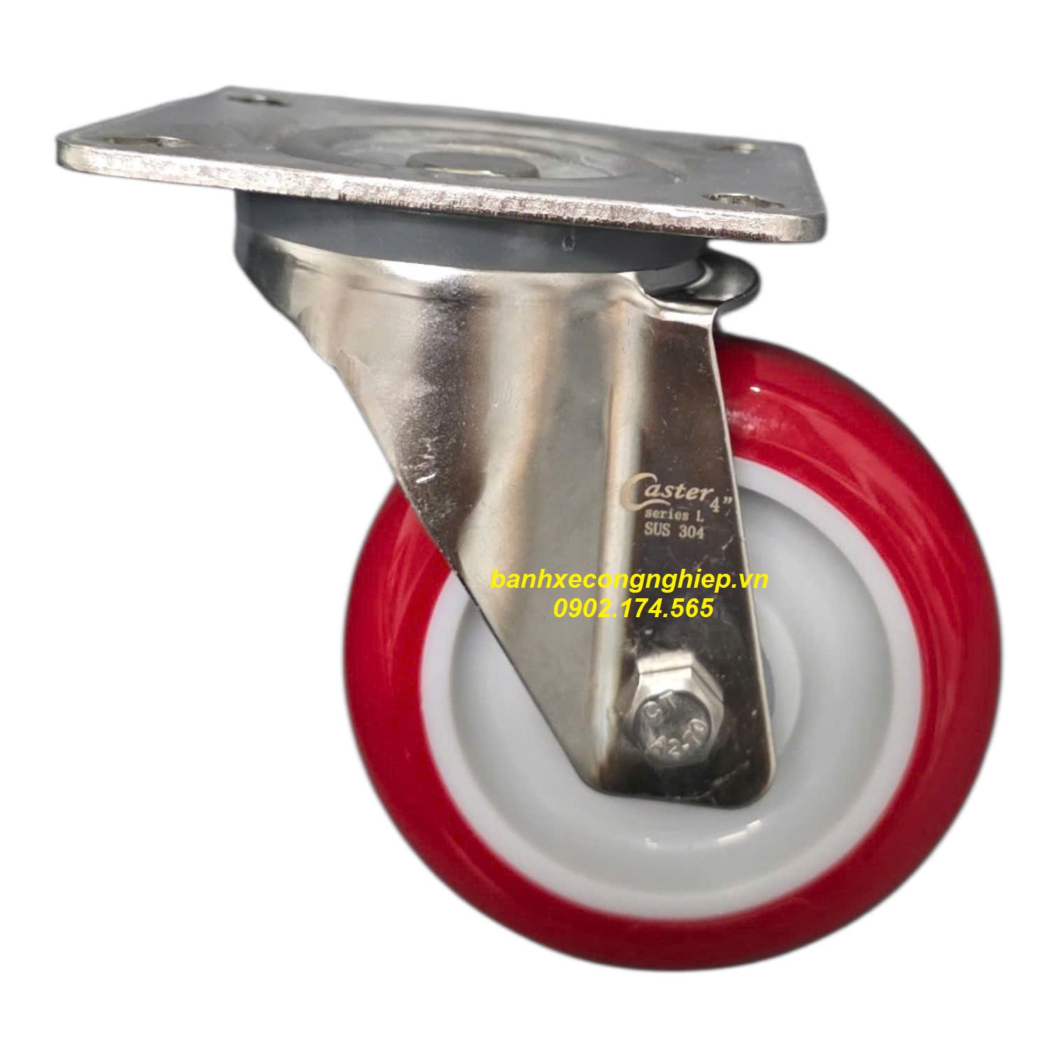 Bánh xe PU100x32 càng inox 304 xoay Caster Serie 2 tiêu chuẩn EU