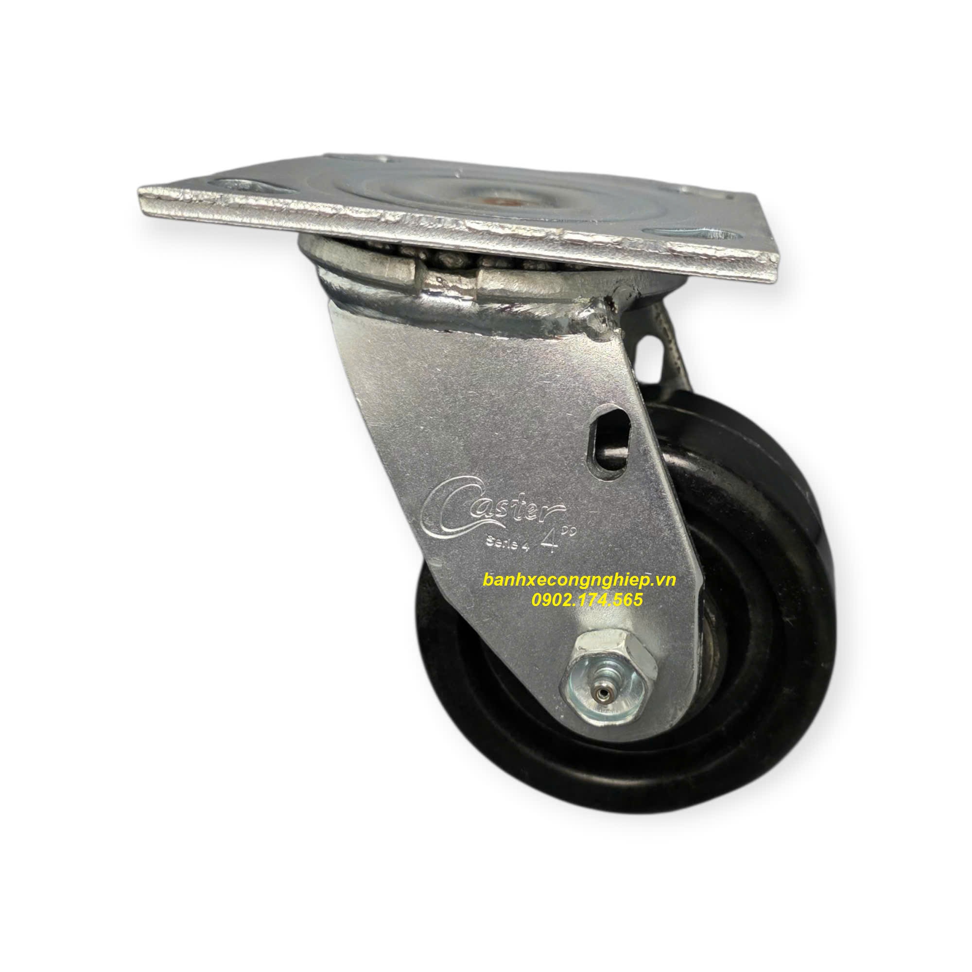 Bánh xe chịu nhiệt Phenolic 100x50 càng thép xoay Caster Serie 4 tiêu chuẩn USA
