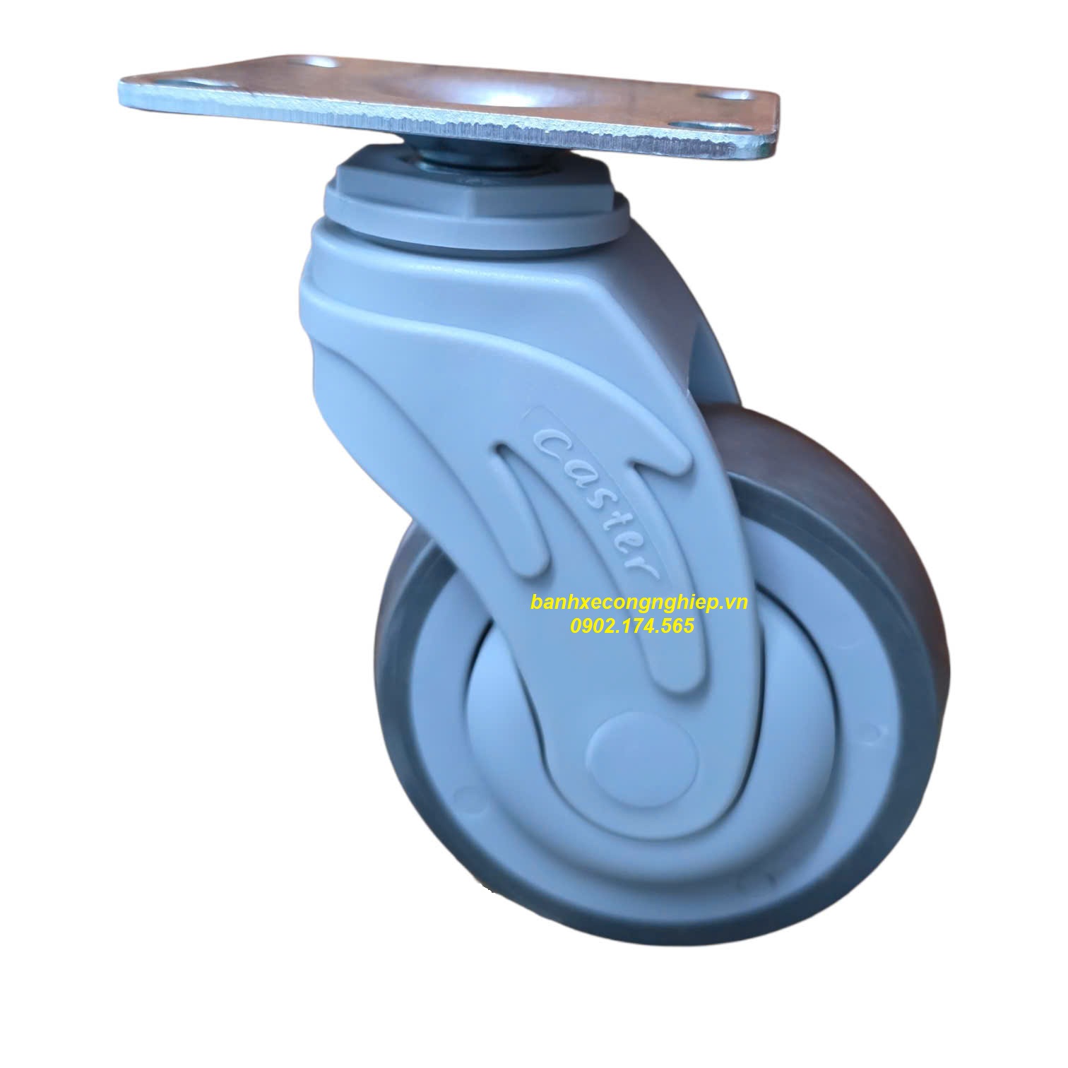 Bánh xe cao su xám TPR 100x32 càng nhựa Nylon xoay Caster Serie 2 tiêu chuẩn USA